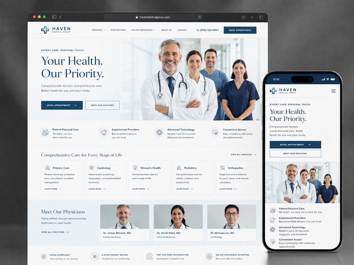 Haven Medical Group healthcare website design by Prime Website Builders