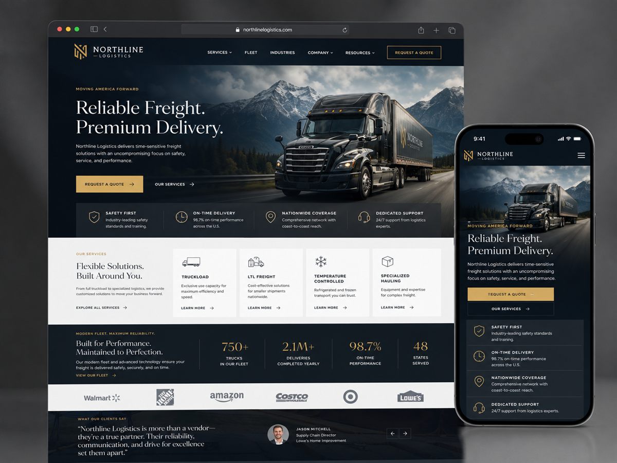 Northline Freight trucking website design by Prime Website Builders